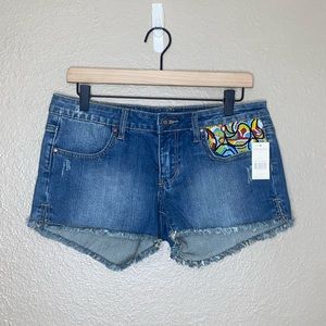 NWT Stetson Beaded embroidered Denim Jean Shorts Size 8 Boho Western Cowgirl